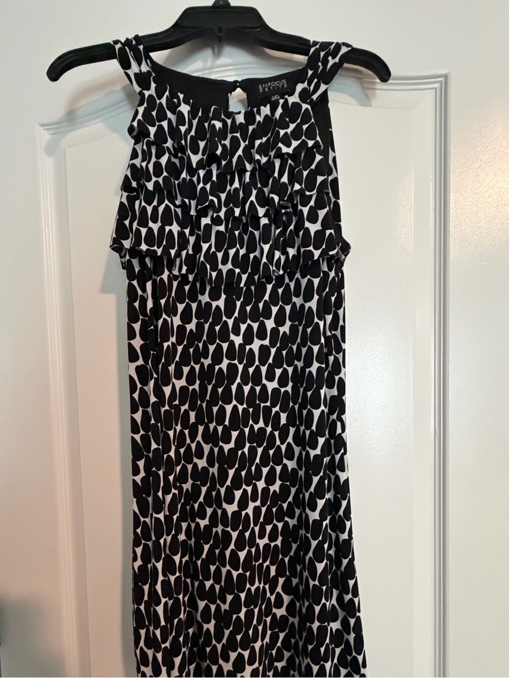 Enfocus Studio Black and White One-Shoulder Ruffle Dress